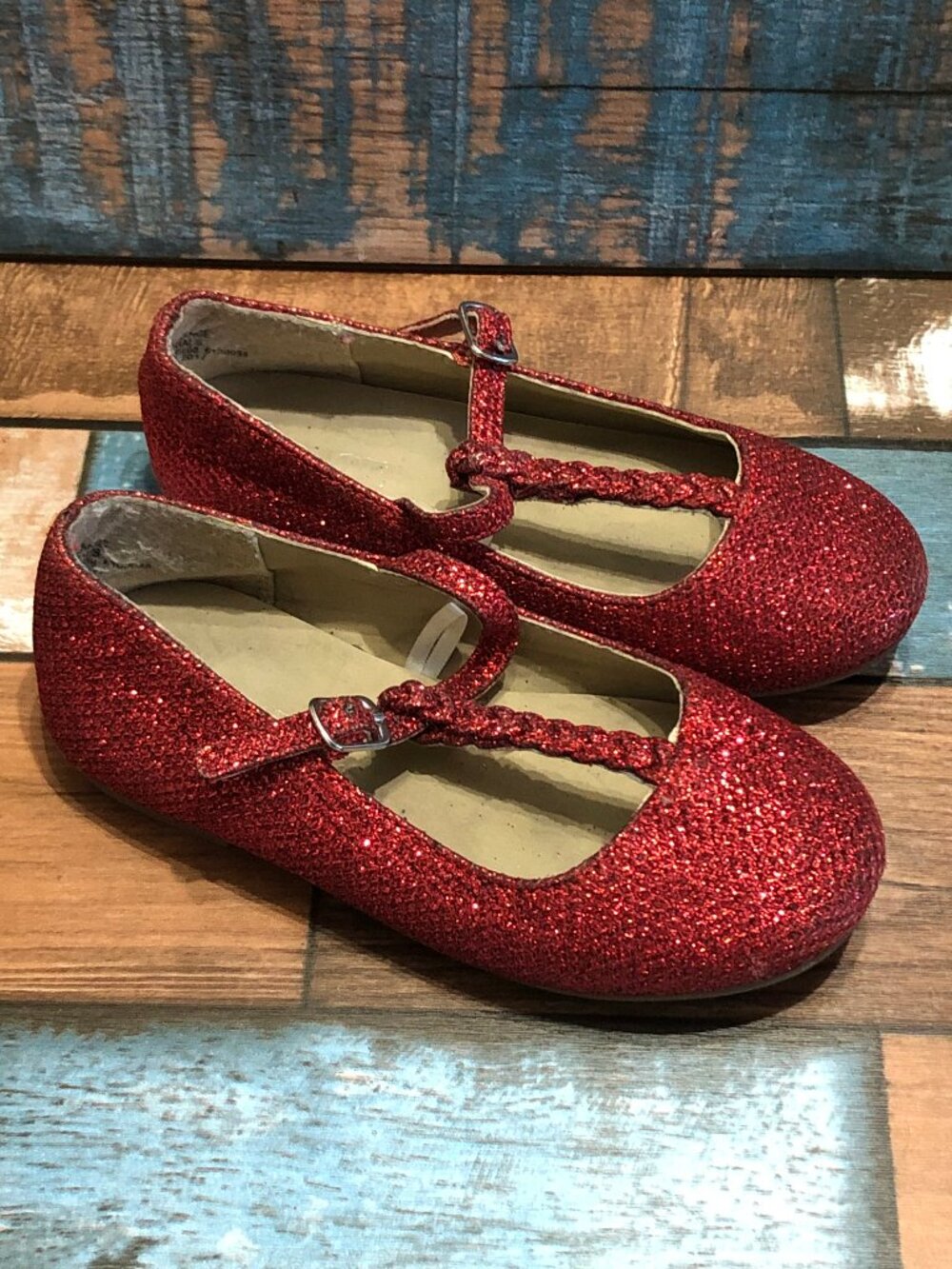 Place Girls Mary Jane Red Dress Shoes Shimmery Baby Size 7